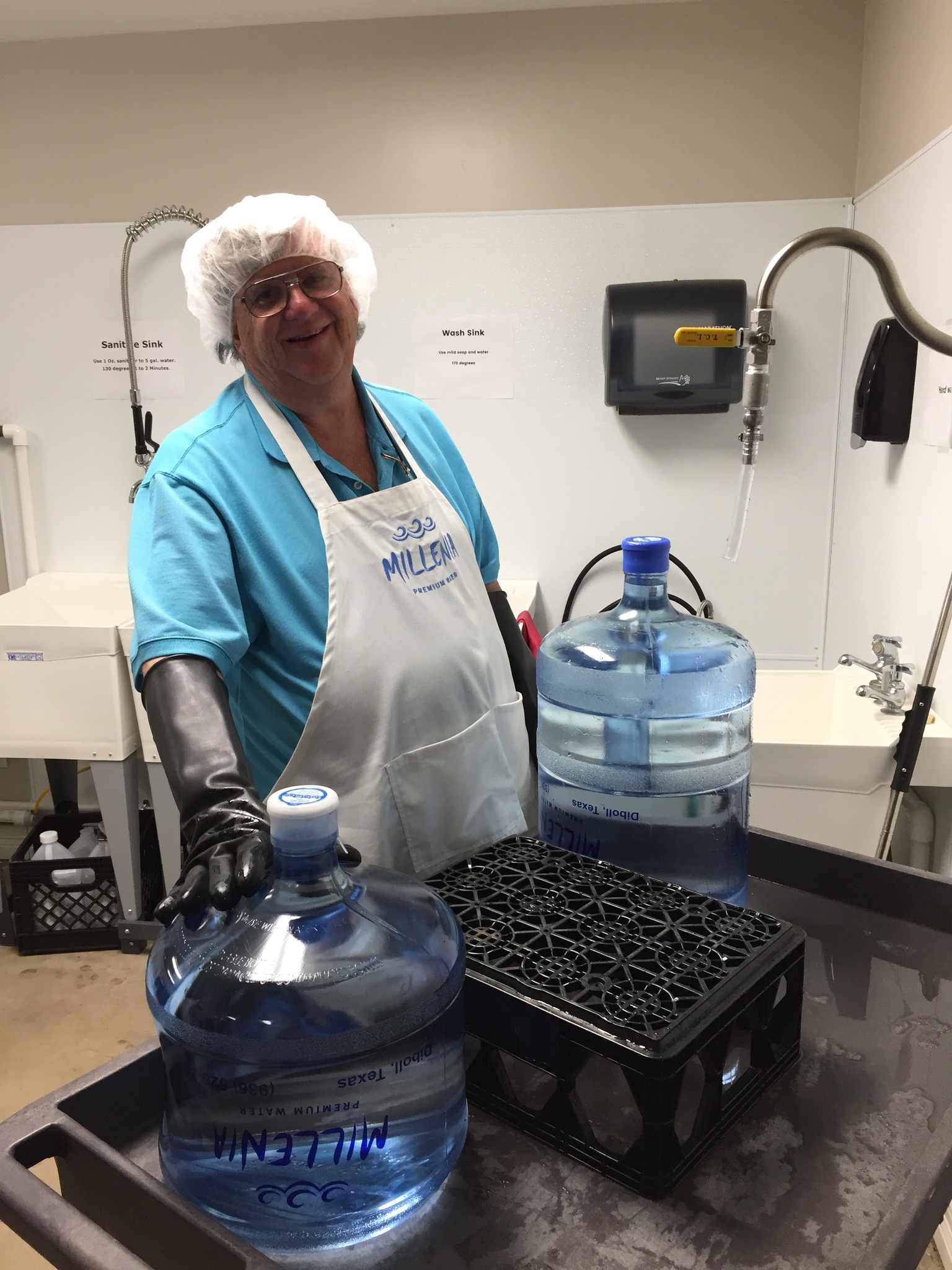 Steve hard at work filling bottles for you.